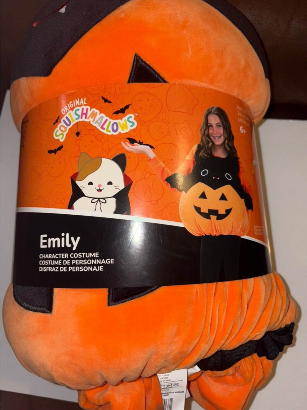 Squishmallow costume Emily black bat in pumpkin jack-o-lantern halloween plush - Picture 8 of 9